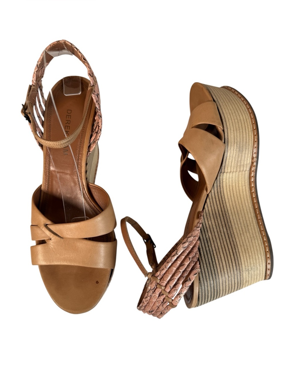 Derek Lam Ayami Leather Braided Wedge Sandals Beige Italy 39